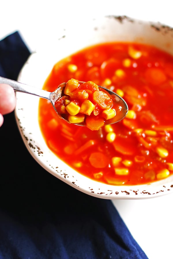 A bowl of vegetable soup