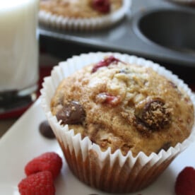 Dark Chocolate Chip Raspberry Banana Jumbo Muffin