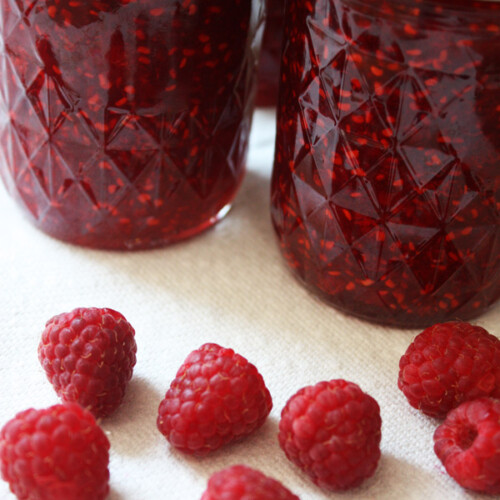 two jars of raspberry jam