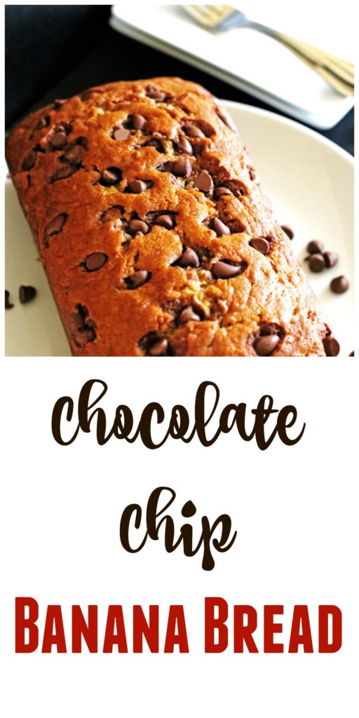 This Chocolate Chip Banana Bread is moist and delicious from the banana and extra sweet from the chocolate chips.