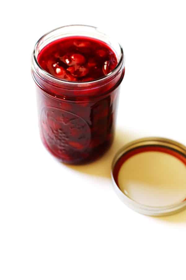 Cherry Pie filling in canning jar
