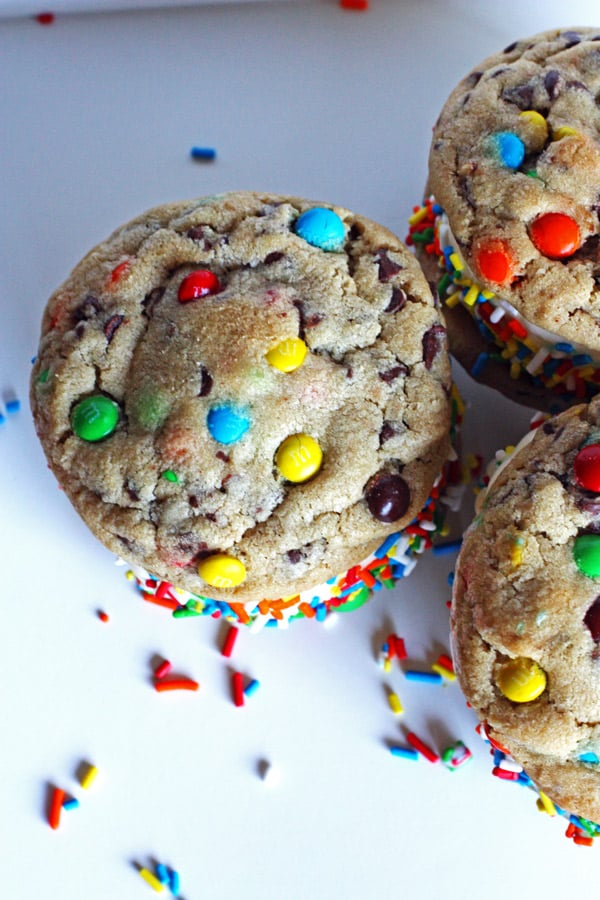 Ultimate Peanut Butter Chocolate Chip Cookies ~ made into ice cream sandwiches!