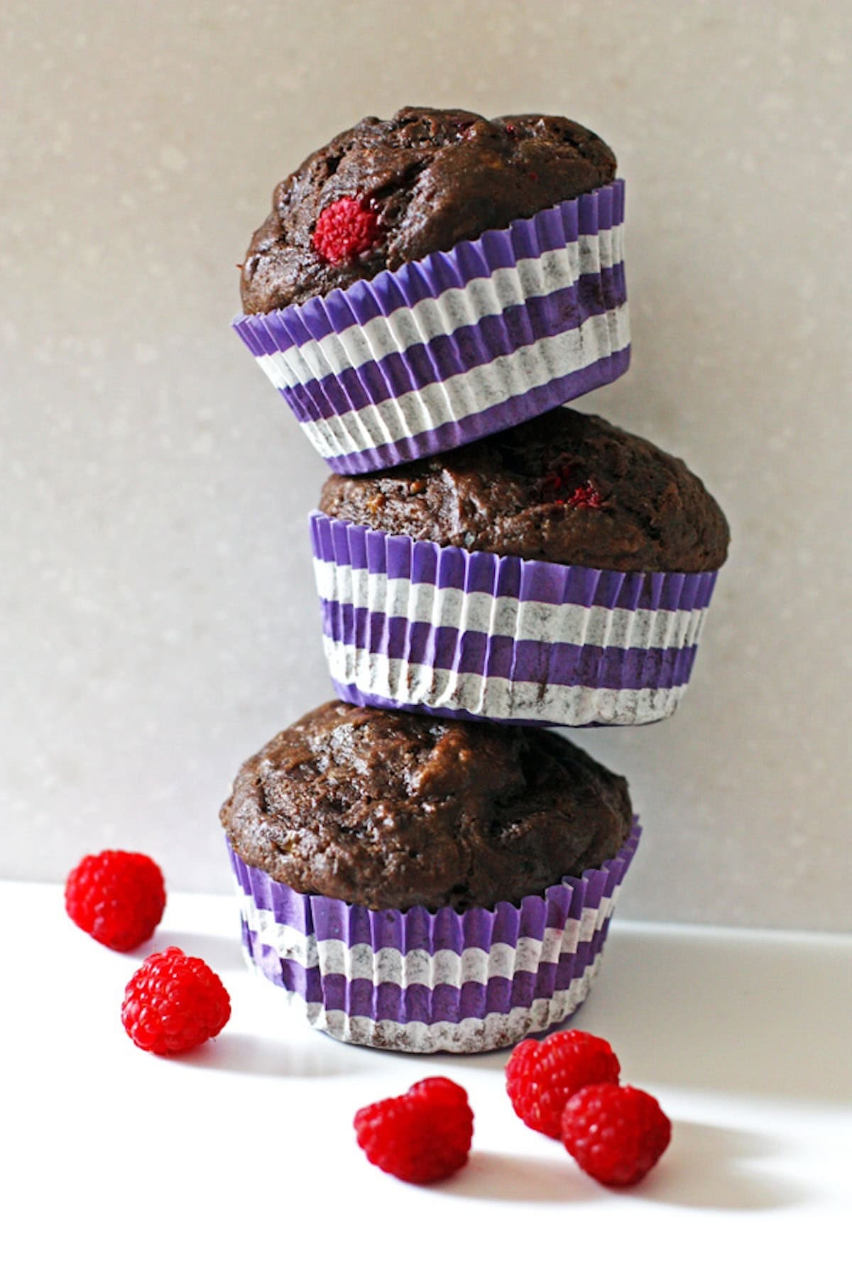 Chocolate Raspberry Banana Muffins