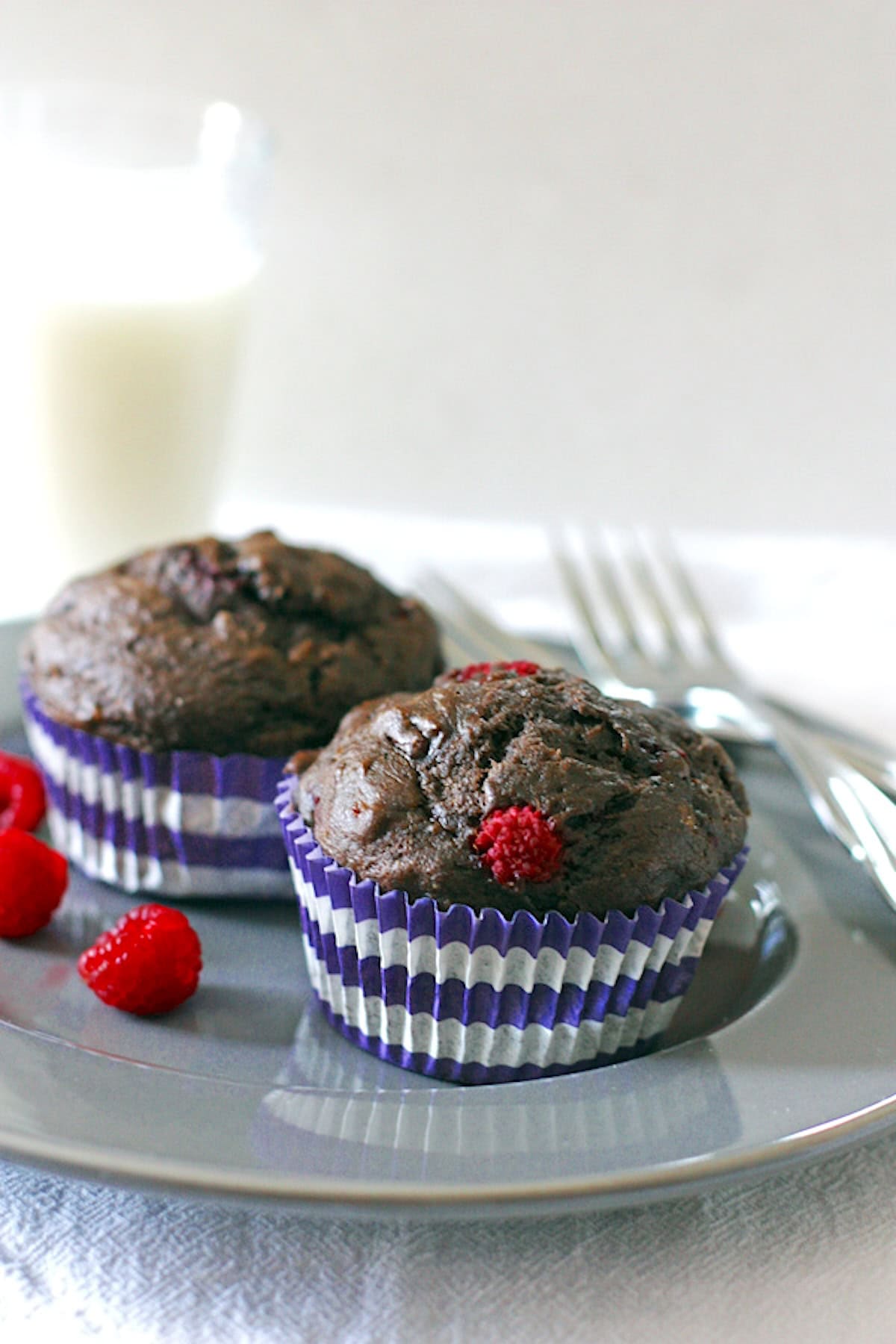 Chocolate Raspberry Banana Muffins