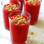 Four Mixed Fruit and Granola Smoothie topped with extra granola.
