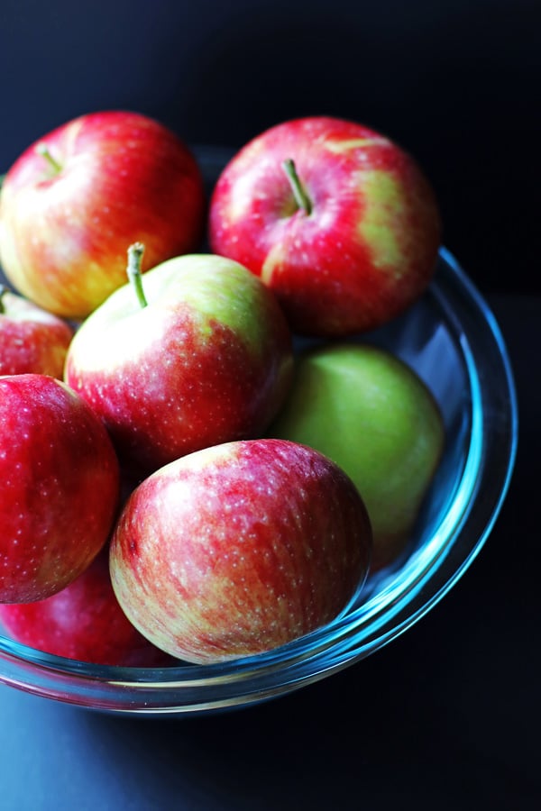 A bowl of apples for making apple chips.