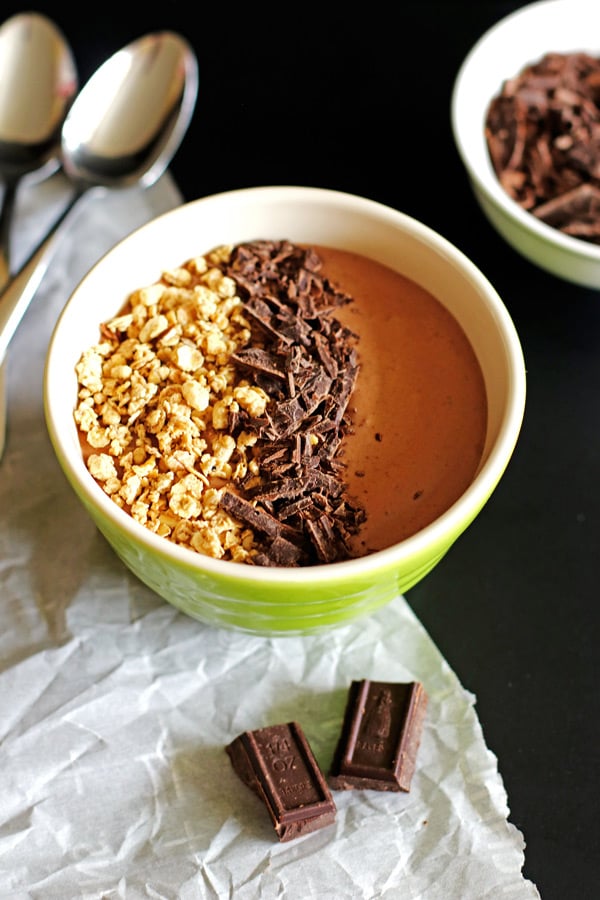 This Chocolate Peanut Butter Smoothie Bowl is perfect for breakfast or an afternoon snack.