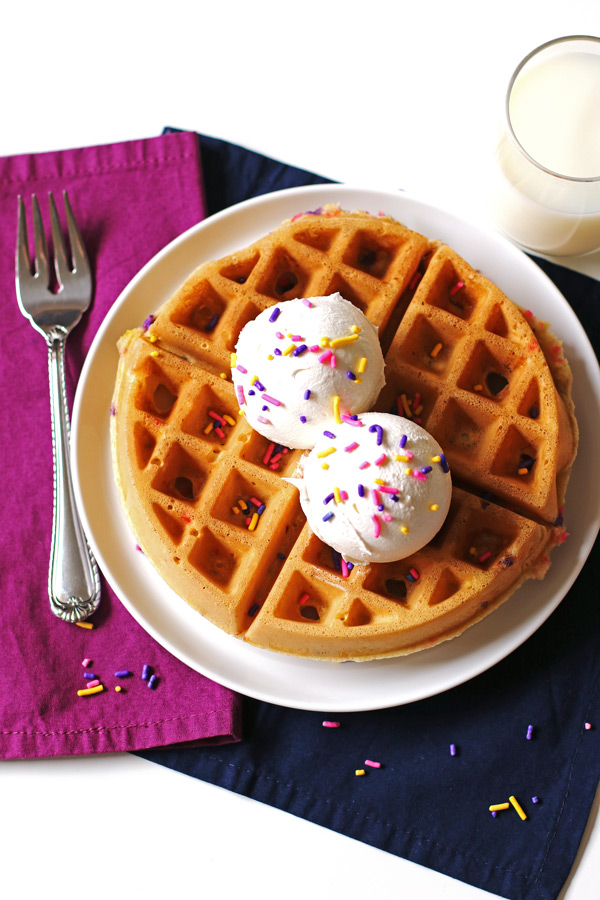 These delicious Funfetti Waffles are easy to make.