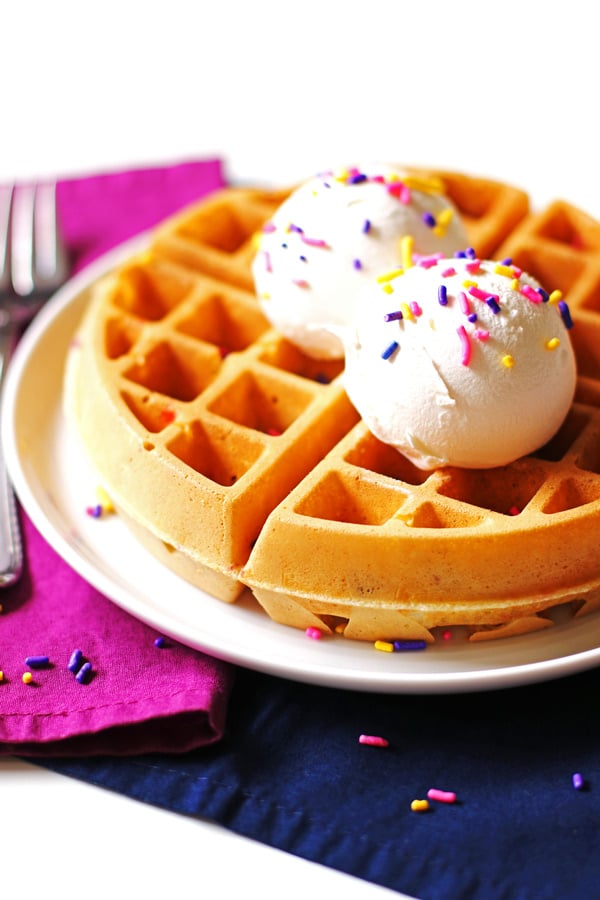 These delicious Funfetti Waffles are so easy to make.