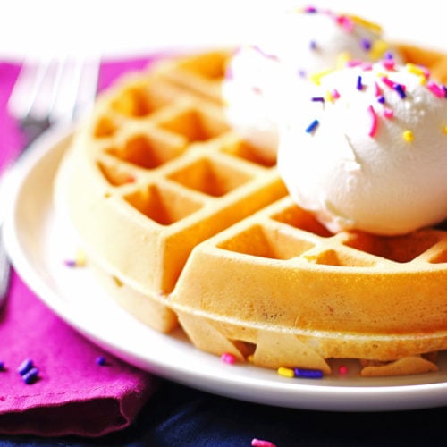 These delicious Funfetti Waffles are so easy to make.