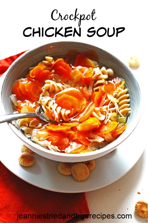 Delicious and easy to make Crockpot Chicken Soup is the perfect dinner recipe for these cold days. #chickensoup #crockpot #souprecipe #easyrecipe #dinnerrecipe