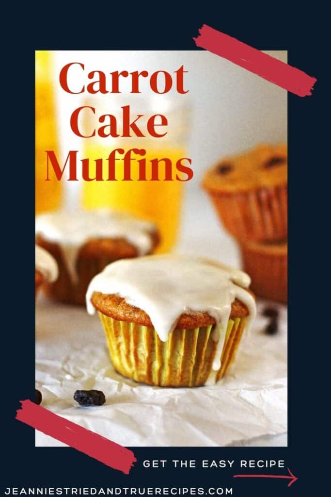 Carrot Cake Muffins on a table with a glass of orange juice
