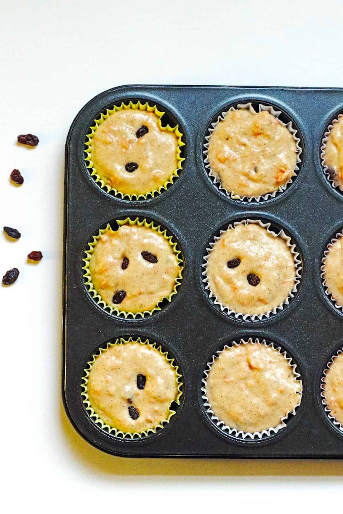 Muffin cups filled with the batter