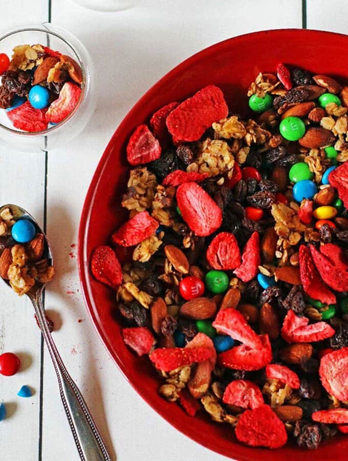 Homemade Trail Mix in a red bowl