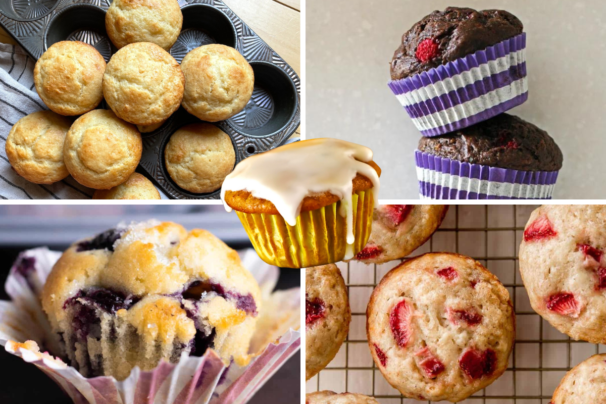 a collage of back to school muffins